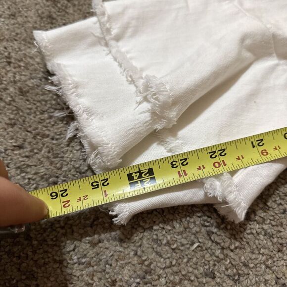 Reba Jeans Womens 10 Ruffle Flare Bootcut Embellished Raw Hem Distressed White - Picture 6 of 11